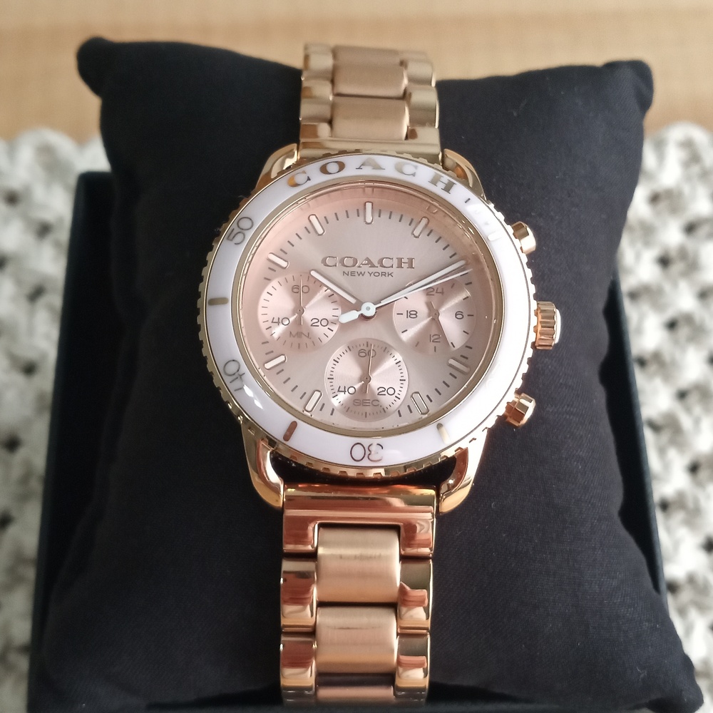 COACH Watch Women's Cruiser Stainless Steel Bracelet 37mm Rose Gold
